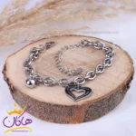 دستبند استیل زنانه زنجیر فلامینگو آویز قلب | st 4337