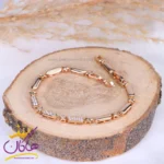 دستبند استیل زنانه زنجیر مستطیلی طلایی | xp 5031