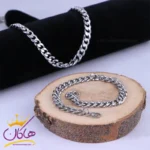 ست زنجیر و دستبند کارتیر استنلس استیل نقره ای ST 18028