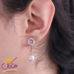 گوشواره استیل ژوپینگ آویز مروارید قلبی xp 25372