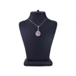 گردنبند استیل زنانه آویز اشکی نگین صورتی | xp 41411