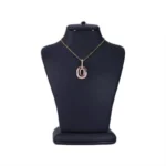 گردنبند استیل زنانه طلایی آویز بیضی نگین‌ دار | xp 41640