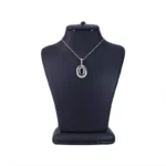 گردنبند استیل زنانه شیک با آویز بیضی نگین‌ دار | xp 41641