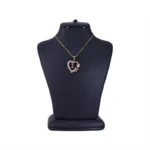 گردنبند استیل زنانه قلب و گل رز با آویز پروانه طلایی | xp 41660