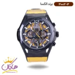 ساعت الکسا مردانه بند چرم زرد کرنوگراف 3003/3