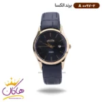 ساعت الکسا زنانه چرم مشکی قاب طلایی 0097/2