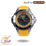 ساعت کاترپیلار مردانه بند رابر زرد دو زمانه MA.155.27.137