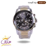 ساعت کرست مردانه فلزی صفحه مشکی دو زمانه مدل crest 6262/4