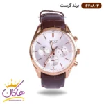ساعت کرست مردانه بند چرمی صفحه سفید مدل crest 6708/4