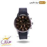 ساعت داتیس مردانه بند چرم مشکی قاب نقره ای 8581/2