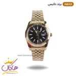 ساعت داتیس مردانه بند استیل طلایی صفحه مشکی 8588/5
