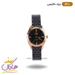ساعت داتیس زنانه بند استیل مشکی قاب رزگلد 8610/1