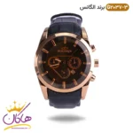 ساعت الگانس مردانه بند چرمی مشکی رزگلد G2037