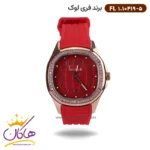 ساعت فری لوک زنانه بند رابر قرمز قاب نگین دار 10419/5