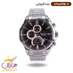 ساعت فروچی مردانه فلزی نقره ای صفحه مشکی 12459fm/4