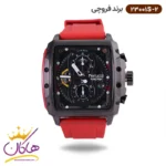 ساعت فروچی مردانه بند رابر قرمز قاب مربع کرنوگراف 23001s/2