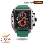 ساعت فروچی مردانه بند رابر سبز کرنوگراف صفحه مربع 23001s/5