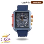 ساعت فروچی مردانه بند رابر سورمه ای قاب مربع کرنوگراف 23002s/5