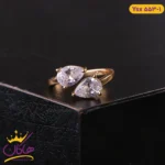 انگشتر استیل زنانه طرح اشک طلایی | ysx 553/1