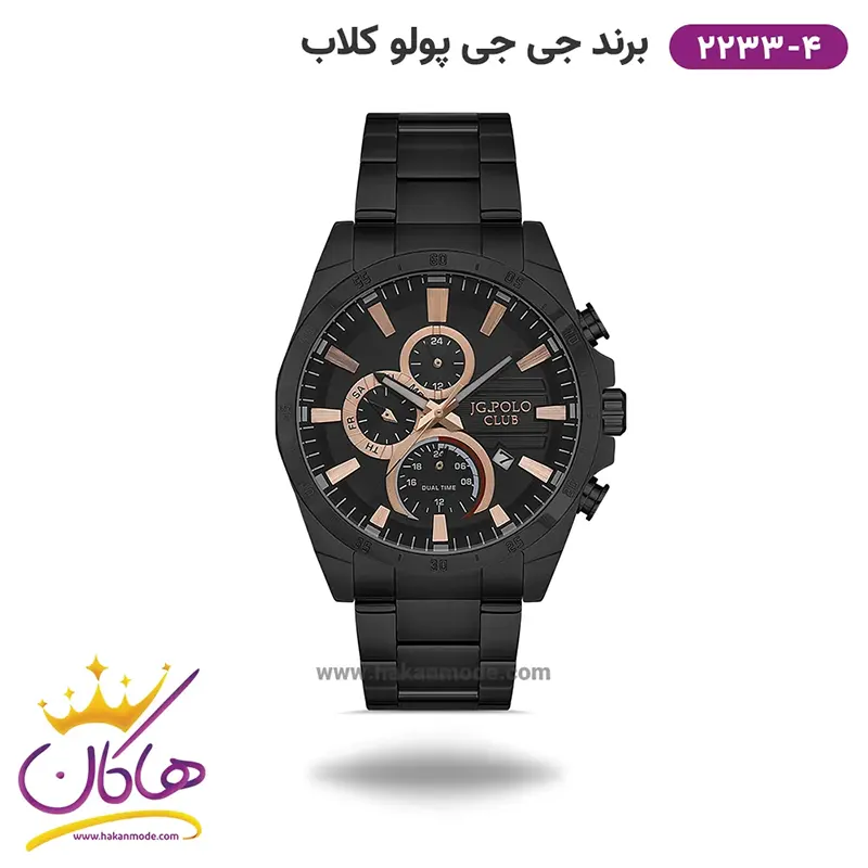 ساعت جی جی پولوکلاب مردانه بند فلزی مشکی کد 2233/4 ساعت جی جی پولوکلاب مردانه بند فلزی مشکی کد 2233/4 دو زمانه - Image 1