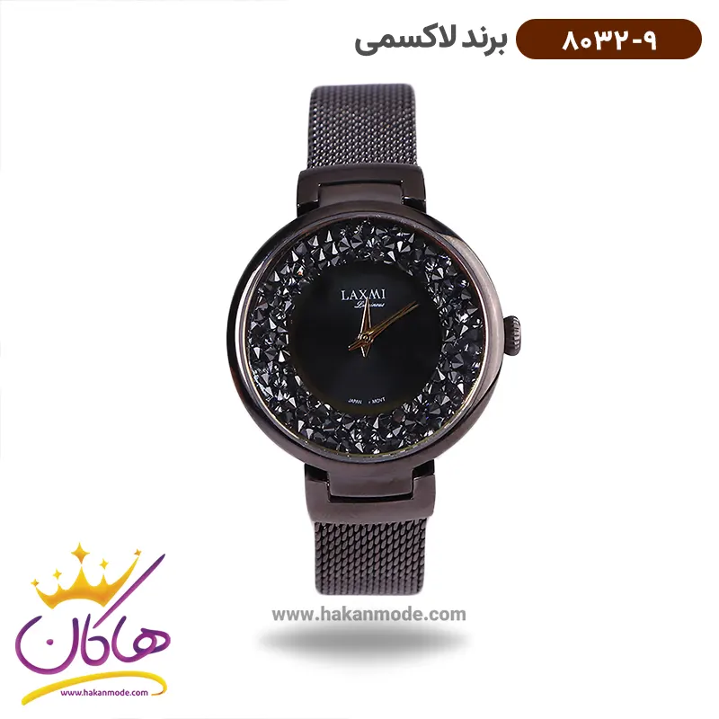 ساعت لاکسمی زنانه فلزی 8032/9 ساعت لاکسمی زنانه استیل مشکی نگین دار 8032/9 - Image 1