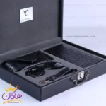 ست کیف کتی چرم و عینک مردانه چرمسال مشکی 182/1