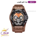 ساعت مچی مردانه نیوی فورس بند چرم قهوه ای قاب مشکی 9162/2