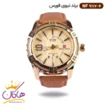 ساعت نیوی فورس مردانه بند چرمی صفحه طلایی کد 9117/6