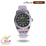ساعت رولکس زنانه فلزی دیت جاست نقره ای صفحه سبز 4042/40