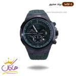 ساعت سنیور مردانه بند رابر سبز قاب مشکی کرنوگراف 1017