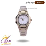 ساعت ویکتور زنانه فلزی طلایی قاب مربع نگینی 1552/2