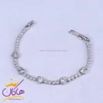 دستبند استیل زنانه نقره ای نگین قلبی | xp 6112