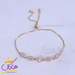 دستبند استیل زنانه طلایی نگین دار | XP 6203