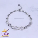 دستبند استیل زنانه طرح بی نهایت نگین‌ دار | XP 6258