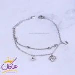 دستبند استیل زنانه دو لاین طرح گل و پروانه | XP 6282