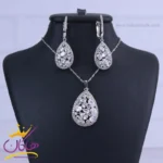 نیم ست استیل زنانه طرح اشک نگین‌ دار | XP 46398