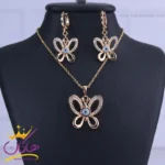 نیم ست استیل زنانه طلایی طرح پروانه | XP 46409