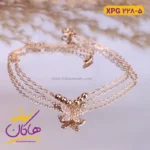 دستبند استیل زنانه زنجیر دو لاین پروانه | کد xpg 228/5