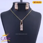 نیم ست استیل زنانه نگینی طلایی | کد XP 46034