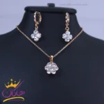 نیم ست استیل زنانه گل تمام نگین | کد XP 46040