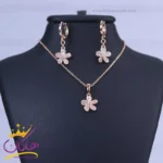 نیم ست استیل زنانه گلبرگ تمام نگین | کد XP 46161