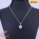گردنبند استیل زنانه آویز گرد نگین دار | xp 13004