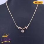 گردنبند استیل زنانه برگ و نگین طلایی | xp 13009
