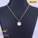 گردنبند استیل زنانه آویز نگین مربع | xp 13049