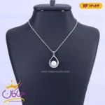 گردنبند استیل زنانه قطره و مروارید نقره ای | xp 13064