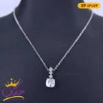 گردنبند استیل زنانه آویز نگین نقره ای | xp 13074