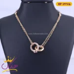 گردنبند استیل زنانه دو حلقه طلایی | xp 13275