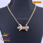 گردنبند استیل زنانه آویز پاپیون طلایی | xp 13276
