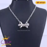 گردنبند استیل زنانه آویز پاپیون نقره ای | xp 13283