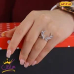 انگشتر زنانه نقره ای شاخ گوزن نگین دار | STL 102/2